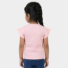 Girls' Pink Cotton Round Neck Casual T-Shirt, Light Pink, small