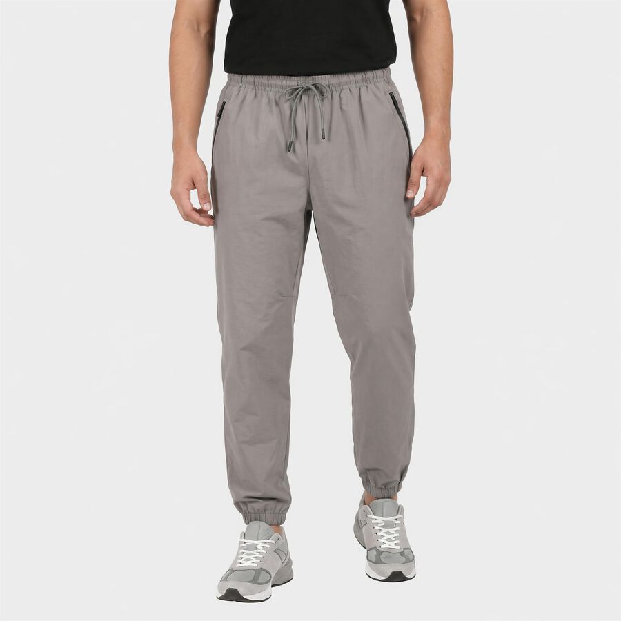 Men's Grey Athletic Fit Track Pants, हल्का ग्रे, large