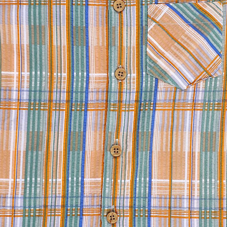 Boys Bright Orange Cotton Half Sleeve Classic Collar Casual Shirt, Orange, large image number null