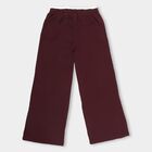 Girls' Deep Burgundy Relaxed Fit Wide-Leg Trousers, वाइन, small image number null