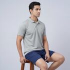 Men's Grey Crew Neck Athleisure T-Shirt, हल्का ग्रे, small