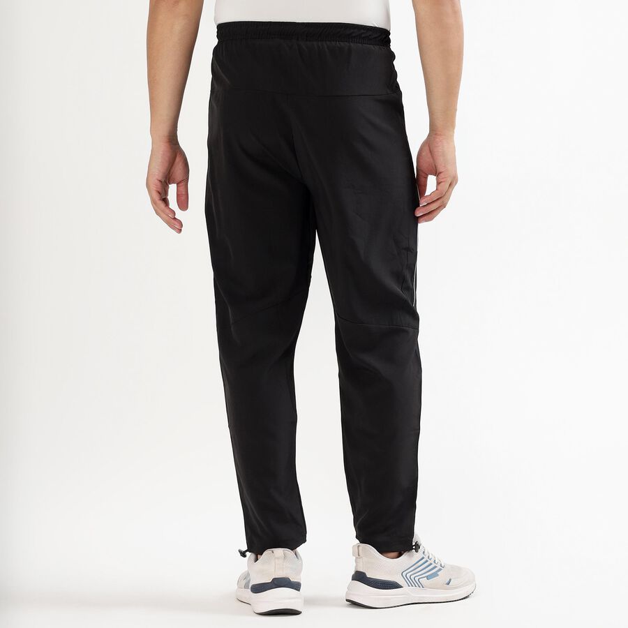 Men's Jet Black Regular Fit Side-Piped Track Pants, Black, large image number null