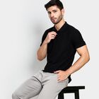 Men's 100% Cotton Collared Half Sleeves T-Shirt , काला, small image number null