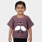 Girls' Muted Plum Purple Round Neck Casual T-Shirt, Purple, small