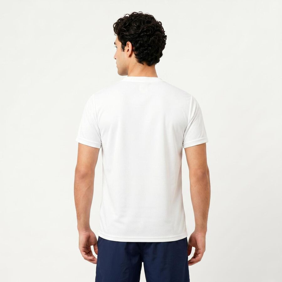 Men's White Round Neck Regular T-Shirt, सफ़ेद, large