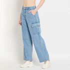 Ladies' Cotton Jeans, मध्यम नीला, small image number null