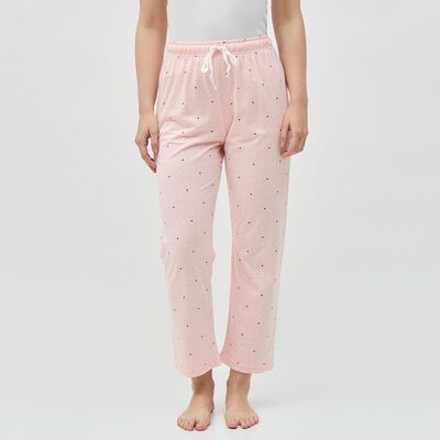 Women's Light Pink Relaxed Fit Cotton Blend Pyjama