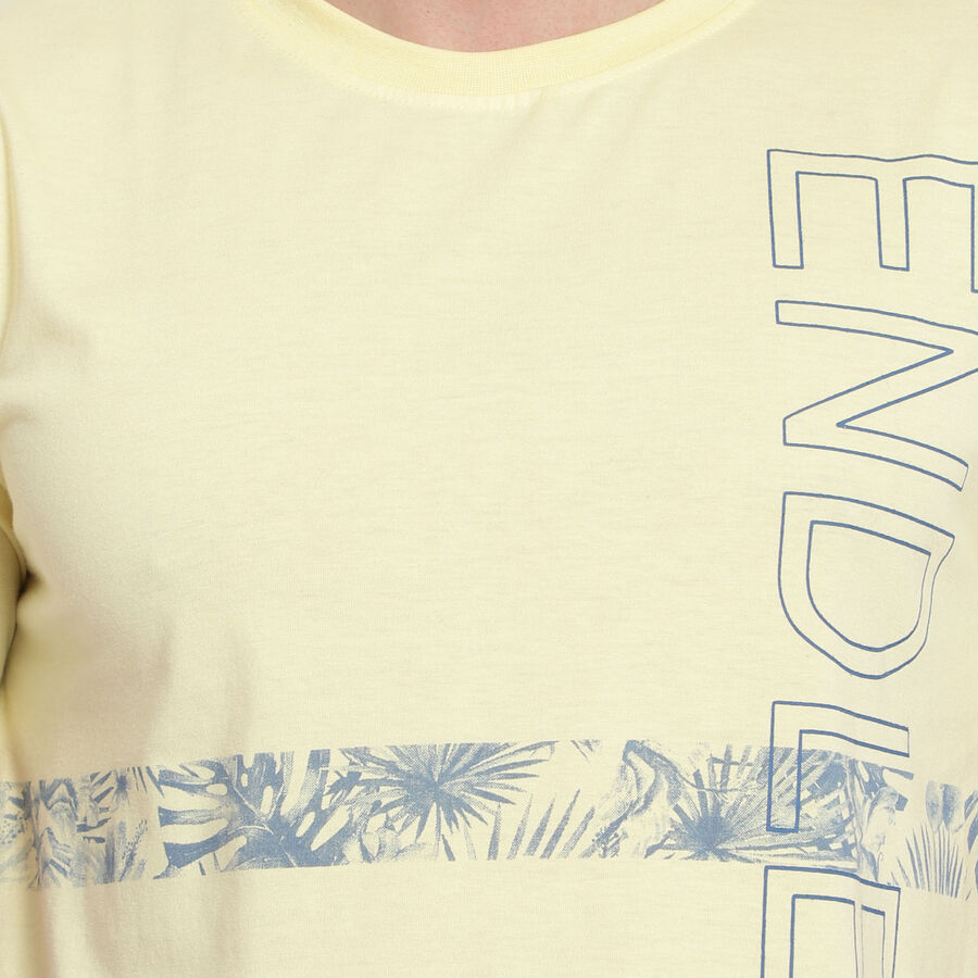 Printed Round Neck T-Shirt, Yellow, large image number null