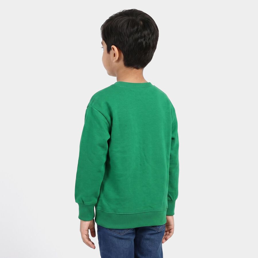Boys' Green Crew Neck Pullover Sweatshirt, Light Green, large