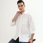 Men's Snow White Cotton Classic Collar Casual Shirt, सफ़ेद, small image number null