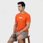 Men's Orange Crew Neck Athleisure T-Shirt, नारंगी, small