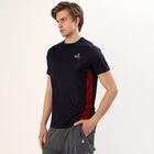 Men's Deep Midnight Navy Blue Crew Neck Athleisure T-Shirt, Navy Blue, small