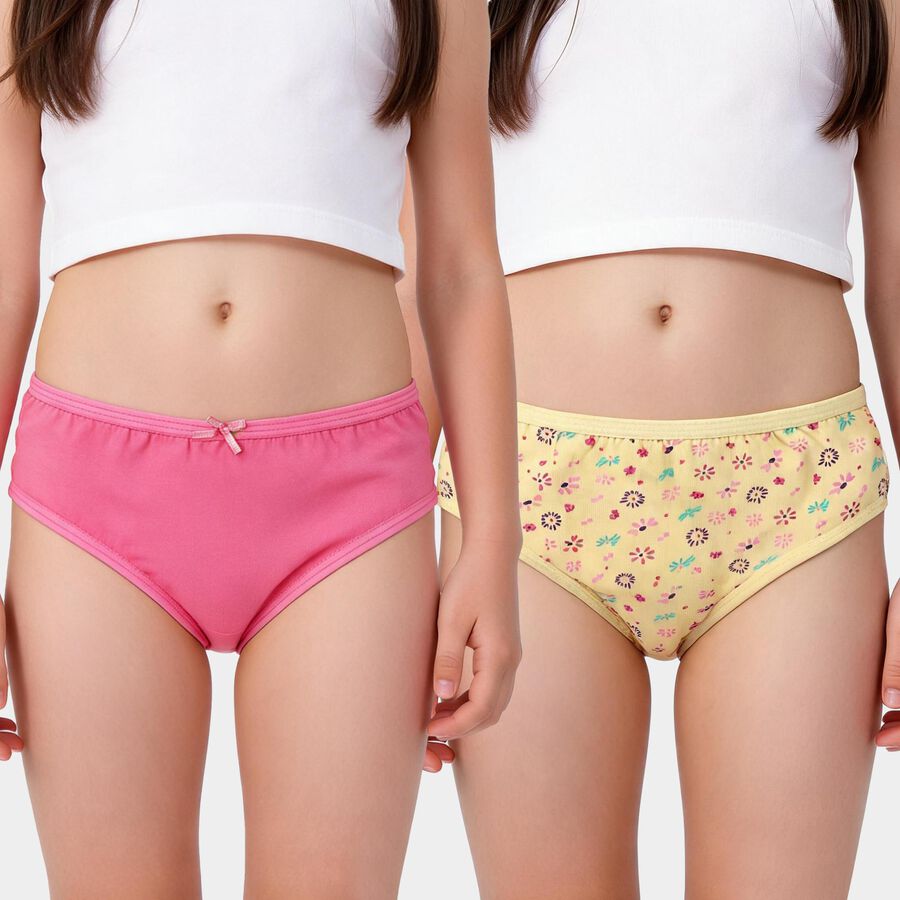 Girls Yellow Regular Fit Printed Panty, पीला, large