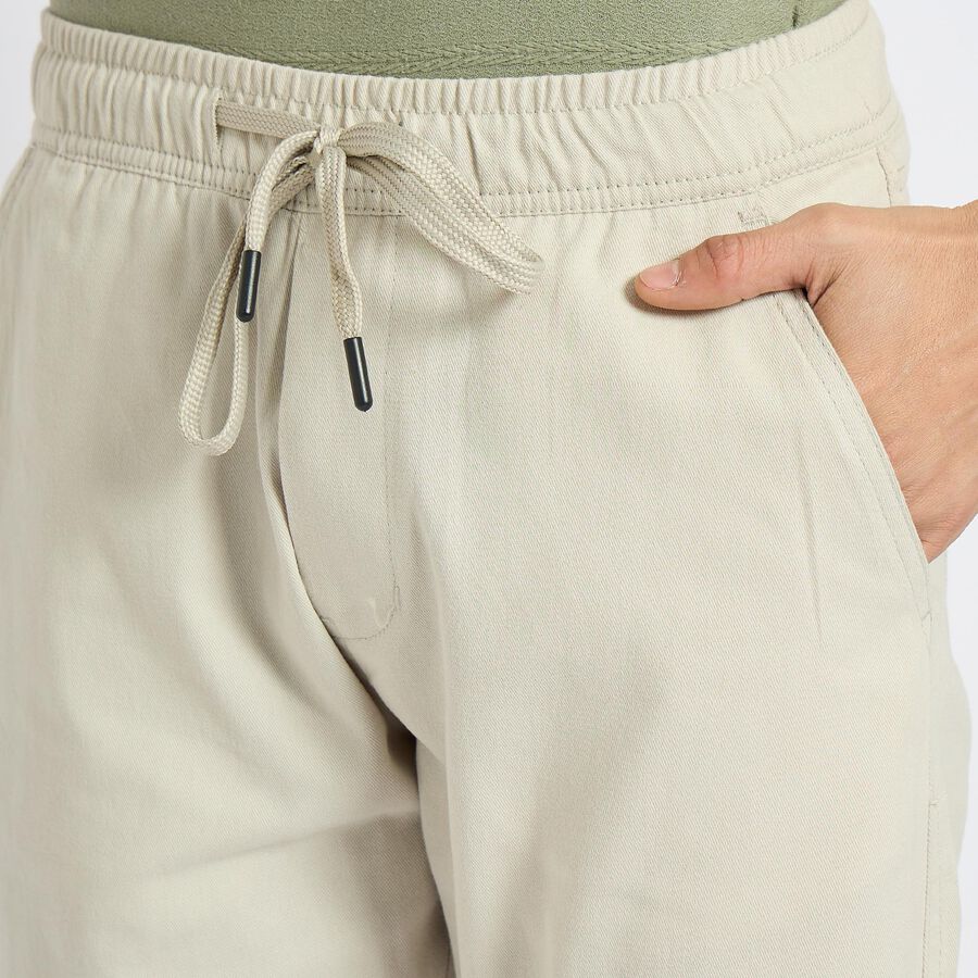 Men's 100% Cotton Slim Fit Casual Trousers, सिल्वर, large image number null