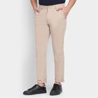 Men's 100% Cotton Slim Fit Casual Trousers , Beige, small image number null