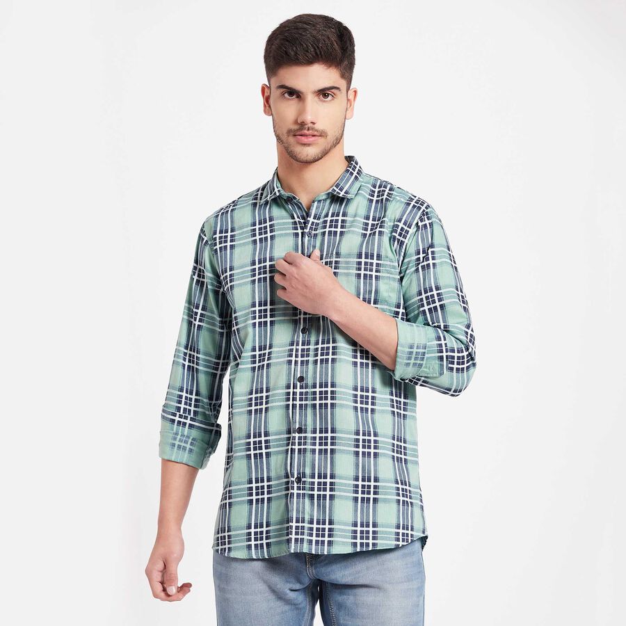 Checks Casual Shirt, हल्का हरा, large image number null
