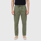 Men's Olive Green Regular Fit Cargo Jogger, गहरा हरा, small