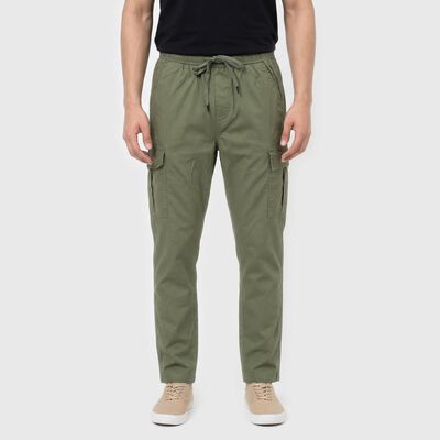 Men's Olive Green Regular Fit Cargo Jogger