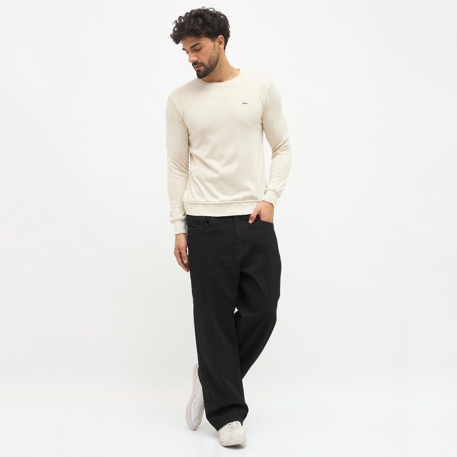 Men's Off-White Crew Neck Casual Pullover, ऑफ व्हाइट, large image number null