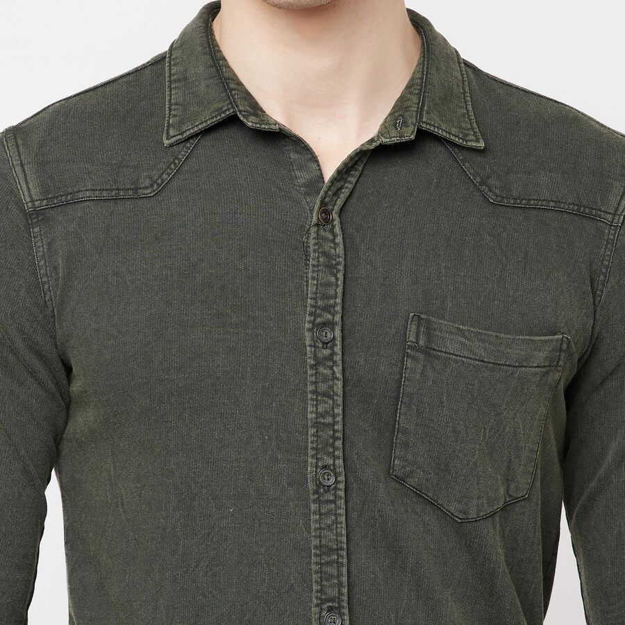 Solid Casual Shirt, Olive, large image number null