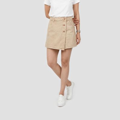 Women Beige Regular Fit Wrap Front Shorts