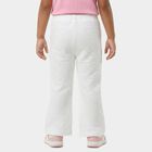 Girls' Off White Elastic Waist Comfortable Trousers, ऑफ व्हाइट, small