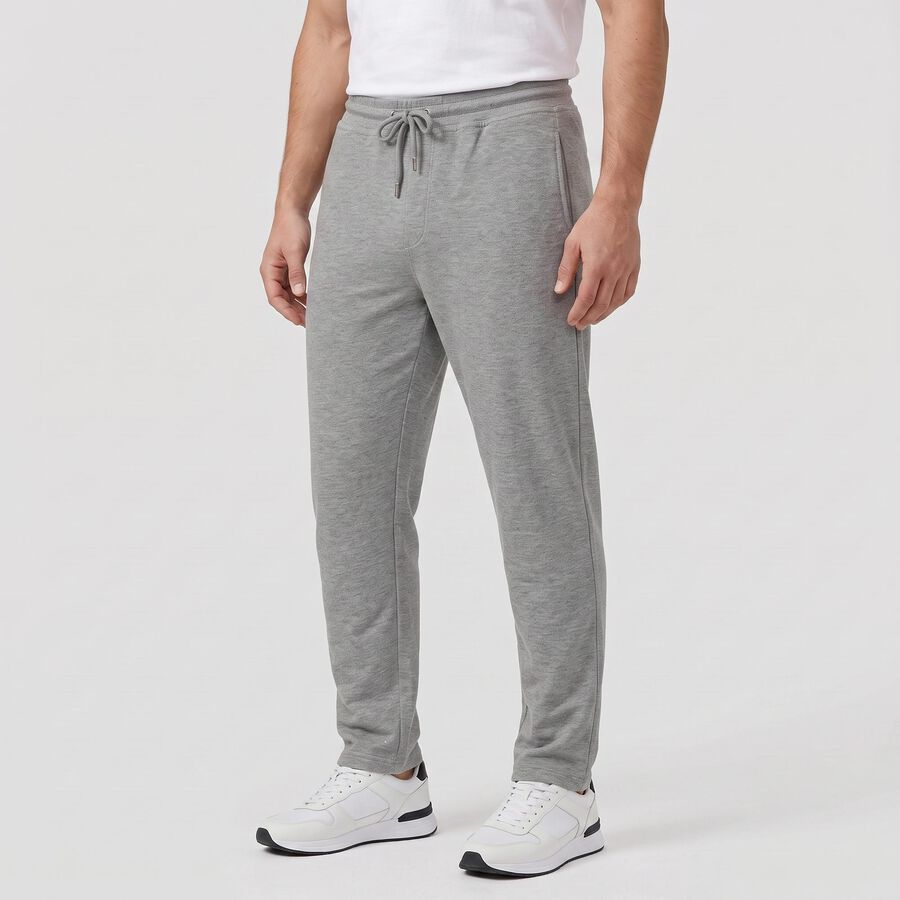 Men's Grey Straight Fit Track Pants, मिश्रित हल्का ग्रे, large