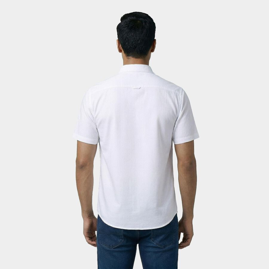 Men's White Classic Casual Shirt, सफ़ेद, large
