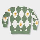 Boys Muted Olive Green Crew Neck Printed Sweatshirt, Olive, small image number null