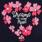 Girls' Navy Blue Round Neck Graphic Top and Capri Set, नेवी ब्लू, small