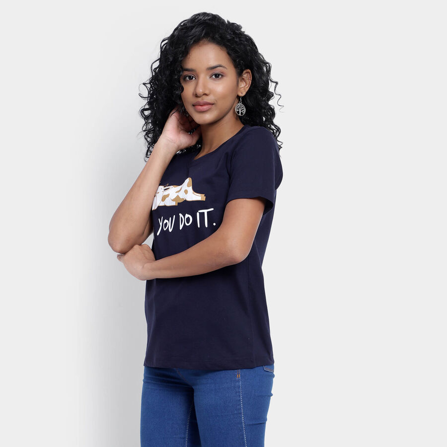 Round Neck T-Shirt, Navy Blue, large image number null