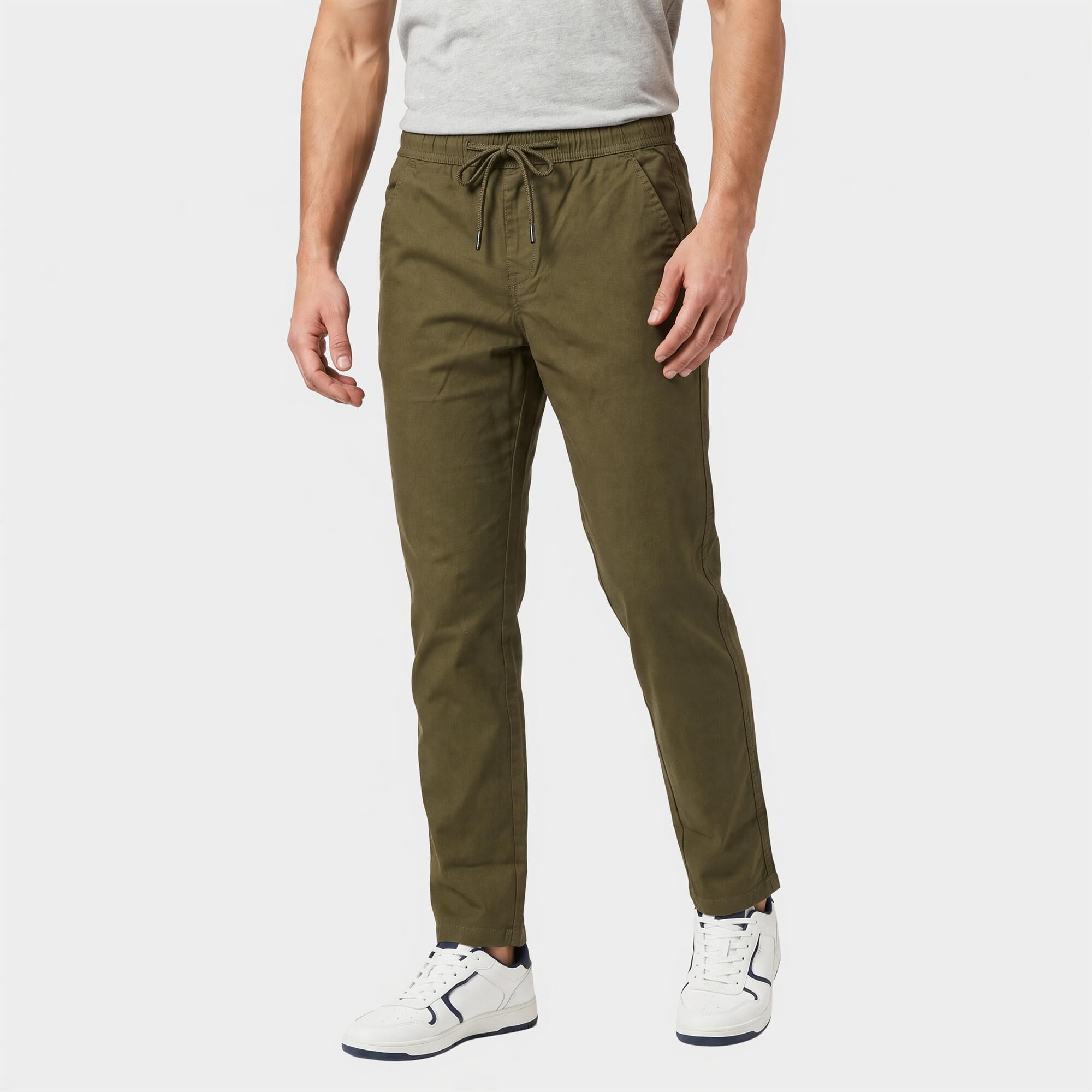 Driftwood Men's Olive Green Slim Fit Drawstring Chino Trousers