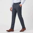 Men's Navy Blue Slim Fit Checked Formal Trousers, नेवी ब्लू, small