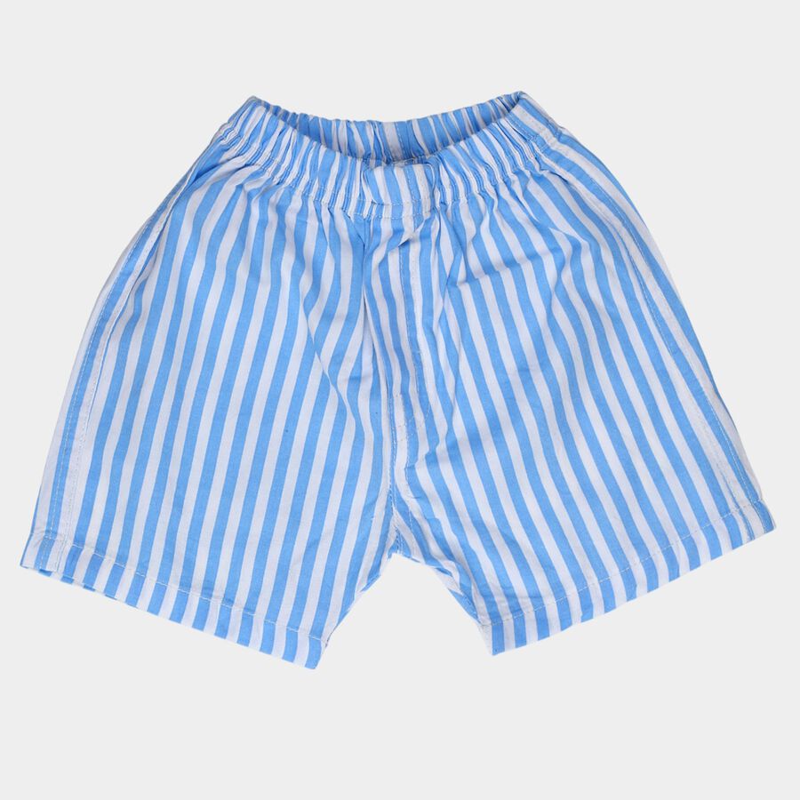 Infants' Navy Blue Regular Fit Anchor Printed Cotton Half Pant, मध्यम नीला, large