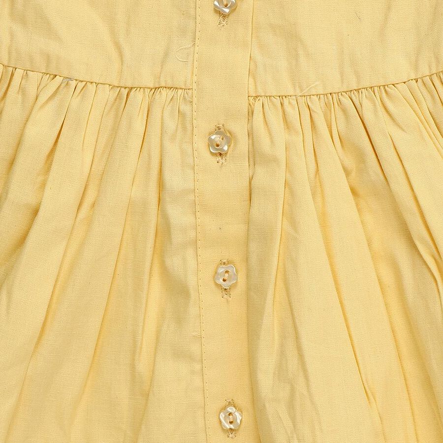 Infants' Light Yellow Cotton Peter Pan Collar Flared Frock, पीला, large