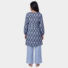 Women's Blue Round Neck Solid Kurta, हल्का नीला, small