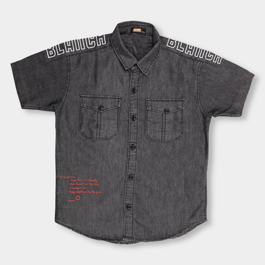 Boys' Casual Shirt , काला, large image number null