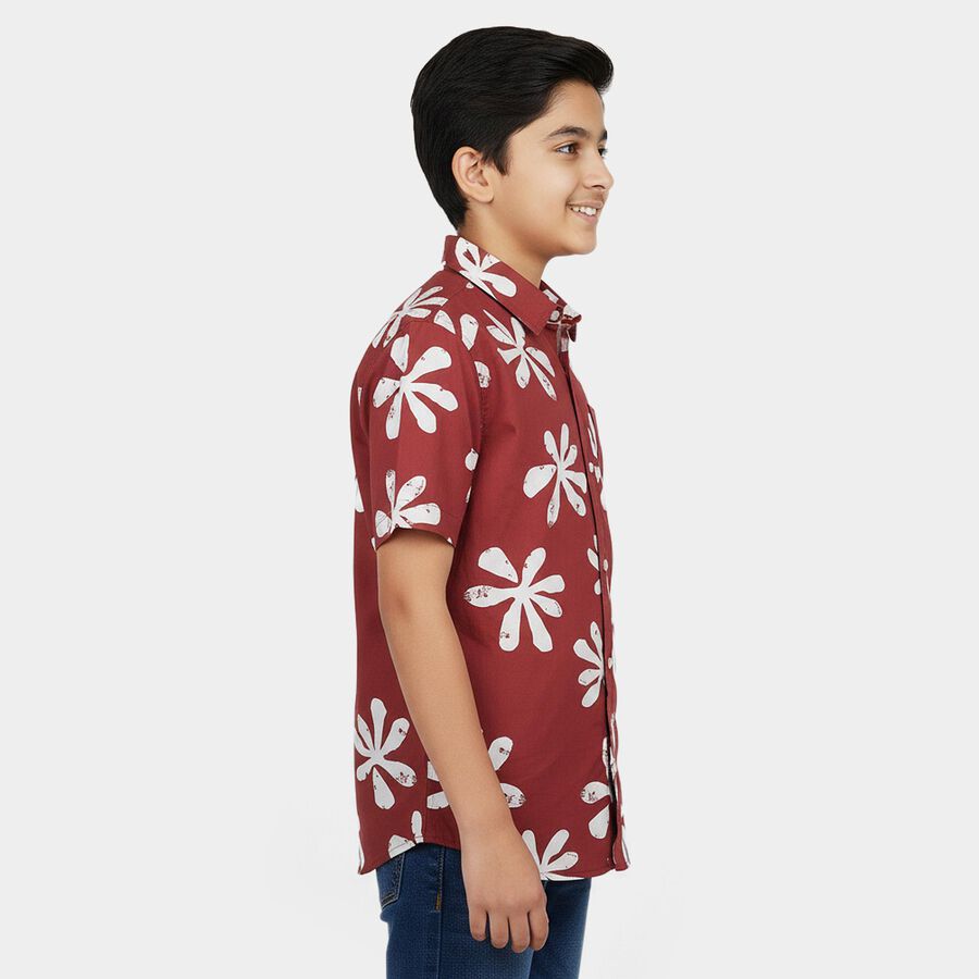 Boys Brown Cotton Classic Casual Shirt, Brown, large