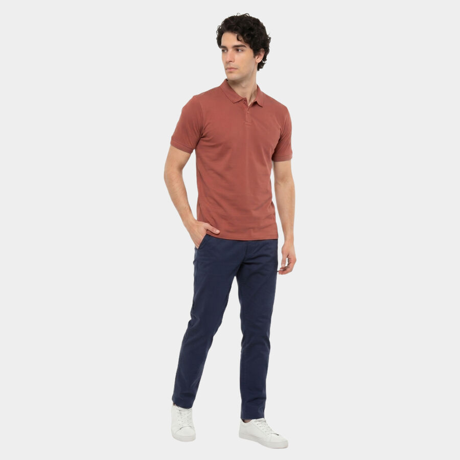 Men's Coral Cotton Polo Neck Polo T-Shirt, मूँगा (कोरल), large