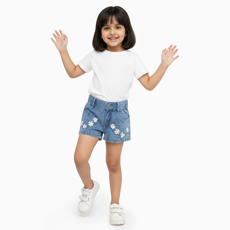 Girls' Shorts, हल्का नीला, large image number null