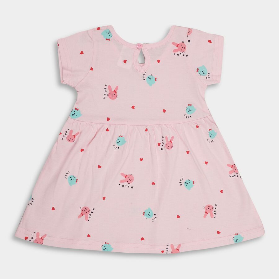 Infant Girls' 100% Cotton Frock, हल्का गुलाबी, large image number null