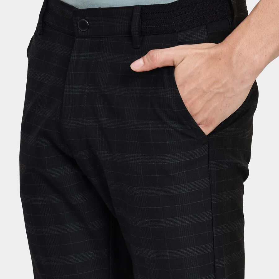 Men's Slim Fit Casual Trousers, काला, large image number null