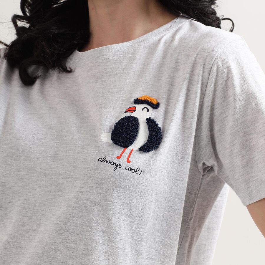 Ladies' Round Neck T-Shirt, Ecru Melange, large image number null