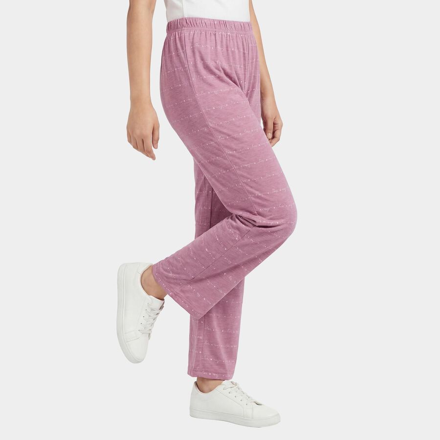 Women's Purple Regular Fit Heart Printed Pyjama, बैंगनी, large