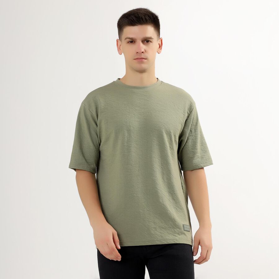 Men's Round Neck Half Sleeves T-Shirt, Light Green, large image number null