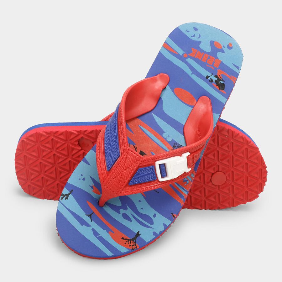 Kids Bright Scarlet Red and Royal Blue Thong Slippers, Blue, large image number null