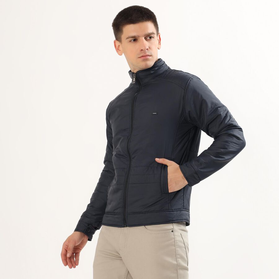 Men's Deep Midnight Navy High Neck Casual Jacket, Navy Blue, large image number null
