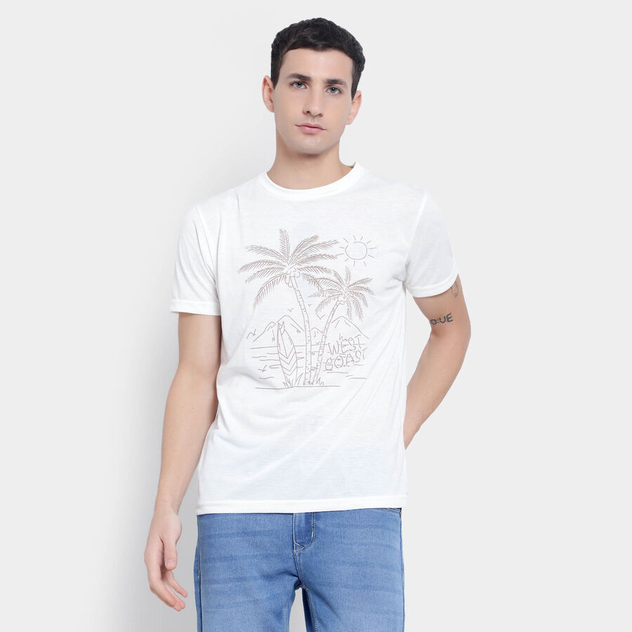 Round Neck T- Shirt, White, large image number null
