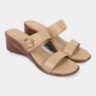 Women's Light Beige Buckle Strap Wedge Sandals, Beige, small image number null