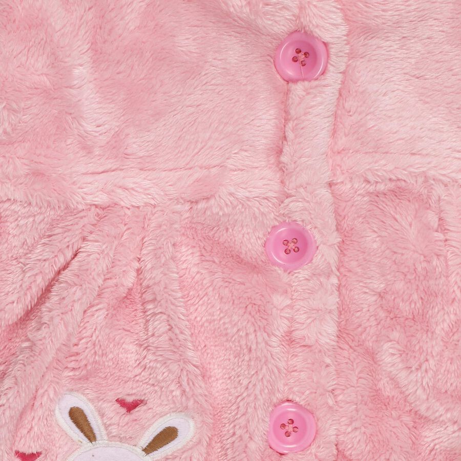 Infants Soft Baby Pink Hooded Casual Style Jump Suit, हल्का गुलाबी, large image number null